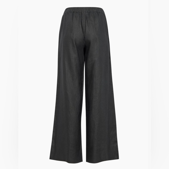 NWT Aritzia Wilfred Globe Linen Pant Relaxed wide-leg mid-rise pants Black Small - Picture 8 of 14